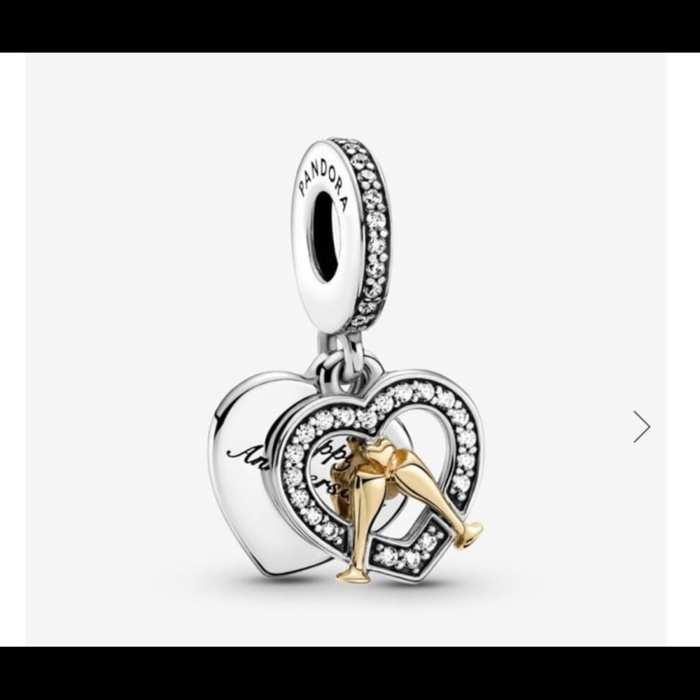 Two-tone Happy Anniversary Dangle Charm